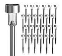 GIGALUMI Solar Lights Outdoor Garden Waterproof,24 Pack,Stainless Steel LED Solar Garden Lights for Patio, Lawn, Yard and Landscape Decor, Cold White