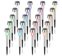 GIGALUMI Solar Lights Outdoor Waterproof, 20 Pack, Stainless Steel LED Solar Garden Lights for Patio, Lawn, Yard and Landscape, Garden Decor Patio Decor,Multicolor
