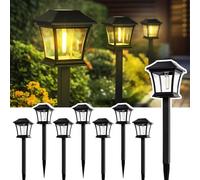 GIGALUMI Solar Pathway Lights 8 Pack Solar Lights, Waterproof Outdoor Path Light for Garden Yard Patio Lawn Porch Walkway Backyard Sidewalk (Warm White)