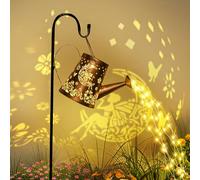 GIGALUMI Solar Watering Can Lights Outdoor Garden, Waterproof Metal Water Can Ornaments with String Lights, Solar Hanging Lantern with Bracket for Yard Lawn Pathway Patio (Fairy)