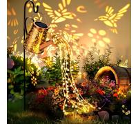 GIGALUMI Solar Watering Can Lights Outdoor Garden, Waterproof Metal Water Can Ornaments with String Lights, Solar Hanging Lantern with Bracket for Yard Lawn Pathway Patio (Hummingbird)