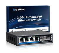 GiGaPlus 6 Port 2.5Gb Unmanaged Ethernet Switch with 4*2.5G Base-T Ports, 2*10G SFP+ Ports. 2.5Gbps Network Switch for 2.5Gbps NAS/PC, WiFi6 Router, Wireless AP