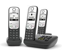 Gigaset A690A Easy to use Cordless DECT Home Telephone with Answering Machine, Speakerphone,Nuisance call block, home office. Single Handset, Silver/Black (Trio)