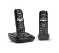 Gigaset AS690A Easy to Use Cordless DECT Home Digital Telephone with Answering Machine, Speakerphone, Nuisance Call Block - Black/Grey (Twin Pack)