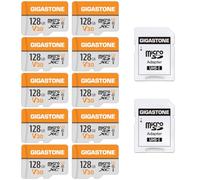 Gigastone 128GB 10-Pack Micro SD Card, 4K Video Pro, GoPro, Surveillance, Security Camera, Action Camera, Drone, 95MB/s MicoSDXC Memory Card UHS-I V30 Class 10, with 2 Adapters