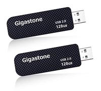 GIGASTONE 128GB 2-Pack V30 USB 2.0 Flash Drive 2-Pack, Capless Retractable Design Pen Drive, Carbon Fiber Style, Reliable Performance & Durable