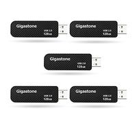 GIGASTONE 128GB 5-Pack V30 USB 2.0 Flash Drive 5-Pack, Capless Retractable Design Pen Drive, Carbon Fiber Style, Reliable Performance & Durable
