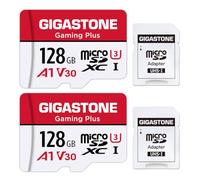 Gigastone 128GB Memory Card (2 Pack) Gaming Plus Series, Play Speed Up to 100MB/s, A1 U3 V30 Micro SDXC Card for Switch HD Videos Dashcam GoPro Camera with SD Adapter
