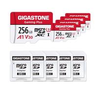 Gigastone 256GB 5-Pack Micro SD Card, Gaming Plus, Nintendo-Switch 1 Compatible, R/W 100/60MB/s, 4K Video Recording, Micro SDXC UHS-I A1 U3 Class 10, with Adapters