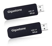 GIGASTONE 64GB 2-Pack V30 USB 2.0 Flash Drive 2-Pack, Capless Retractable Design Pen Drive, Carbon Fiber Style, Reliable Performance & Durable