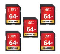 Gigastone 64GB 5-Pack SD Card UHS-I U1 Class 10 SDXC Memory Card High Speed Full HD Video Canon Nikon Sony Pentax Kodak Olympus Panasonic Digital Camera, with 5 Mini Cases