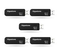 GIGASTONE 64GB 5-Pack V30 USB 2.0 Flash Drive 5-Pack, Capless Retractable Design Pen Drive, Carbon Fiber Style, Reliable Performance & Durable