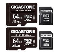 Gigastone 64GB Memory Card 2 Pack Compatible with Gopro Drone Camera Samsung Sony Tablet, High Speed for 4K UHD Video, A1 U3 C10 Micro SDXC Card with Mini Case and SD Adapter.