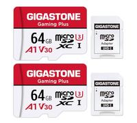 Gigastone 64GB Memory Card (2 Pack) Gaming Plus Series, Play Speed Up to 95MB/s. A1 U3 V30 Micro SDXC Card for Nintendo Switch Camera Full HD Video with SD Adapter.