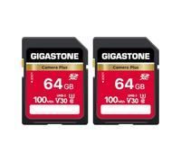 GIGASTONE 64GB SD Card 2-Pack, Camera Plus, UHS-I U3 Class 10 SDXC Memory Card Full HD Video for Canon Digital Camera, with 2 mini case