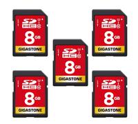 Gigastone 8GB SDHC Memory Card, Pack of 5 Cards, High Speed for Storing Photos, Videos, Music, Voice Files, Camcorder, Camera, Recorder, PC, Mac, Class 10