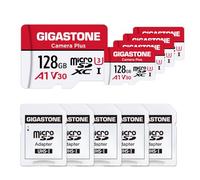 Gigastone Micro SD Card 128GB 5-Pack, Camera Plus, MicroSDHC Memory Card for GoPro, Wyze Cam, Roku, Full HD Video Recording, UHS-I U1 A1 Class 10, up to 100MB/s, with MicroSD to SD Adapter