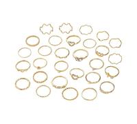 GIGB PBDK 28Pcs Gold Stackable Knuckle Rings Set Sparkling Rhinestone Heart Pearl Twisted Finger Midi Rings Dainty Aesthetic Jewelry Accessories for Women, Metal Crystal Pearl, Crystal