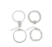 GIGB PBDK 4Pcs Goth Black Bracelet Sets for Women Vintage Chunky Stacked Paper Clip Chain OT Bangles Minimalist Y2k Bracelets Greek Goddess Costume Accessories, L, Alloy, no gemstone