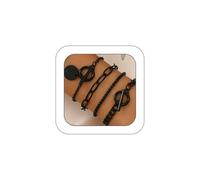 GIGB PBDK 4Pcs Goth Black Bracelet Sets for Women Vintage Chunky Stacked Paper Clip Chain OT Bangles Minimalist Y2k Bracelets Gr oddess Costume Accessories, L, Alloy, no gemstone