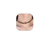 GIGB PBDK Black Gold Retro Baroque Double-Layer Bead Necklace, Unique Brown Sun Disc Choker Necklace, Boho Ethnic Adjustable Elastic Collarbone Jewelry Gift, L, Alloy Steel, No Gemstone