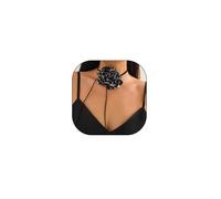 GIGB PBDK Brown Large Leopard Print Flower Lace Knot Choker Necklace, Black Wax Rope Leather String Long Necklace, Adjustable Handmade Velvet Jewelry, L, Alloy Steel, No Gemstone