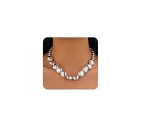 GIGB PBDK Chunky Gold Geometric Statement Necklace for Women, Charm Silver Irregular Oval Balls Choker Necklace Fashion Vintage Hip Hop Jewelry Accessories, L, Metal, No Gemstone