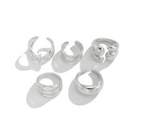 GIGB PBDK Chunky Gold Plate Stackable Finger Rings Set Trendy Big Statement Adjustable Knuckle Ring Charming Dome Thin Jewelry for Women Gold Silver, M, Alloy Steel, No Gemstone