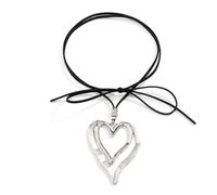 GIGB PBDK Chunky Layered Heart Pendant Necklace for Women,Vintage Y2K Large Irregular Love Statement Collarbone Necklace,Trendy Jewelry Accessories Gifts, L, Alloy Steel, No Gemstone