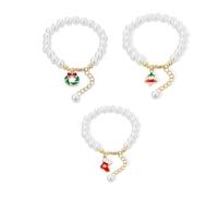 GIGB PBDK Chunky Pearl Gold Chain Charm Link Bracelet, Baroque Adjustable Santa Claus Christmas Wreath Tree Stocking Bracelet, Snowman Winter Holiday Jewelry, L, Alloy Steel, no gemstone