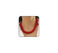 GIGB PBDK Chunky Red Beaded Statement Choker for Women 16MM Trendy Adjustable Boho Large Acrylic Beads Necklace Exaggerated Glossy Beaded Choker Fashion Jewelry, L, Metal, No Gemstone