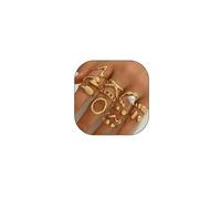 GIGB PBDK Chunky Stackable Ring Set Fake Pearl Irregular Line Liquid Metal Finger Rings for Women Round Hollow Cross Ring Adjustable Party Prom Jewelry, Alloy Steel, No Gemstone