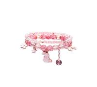 GIGB PBDK Fashion Layered Beaded Bracelet Set Charm Cartoon Crystal Beads Rabbit Bangle Adjustable Stretch Bracelet Birthday Gift for Friends, L, 树脂, no gemstone