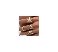 GIGB PBDK Gold Chunky Beach Starfish Ring Set for Women Bohemia Adjustable Seashell Open Thumb Ring Stackable Sea Star Knuckle Rings Vacation Playa Accesorios, L, Metal, No Gemstone