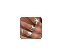 GIGB PBDK Gold Chunky Beach Starfish Ring Set for Women Bohemia Adjustable Seashell Open Thumb Ring Stackable Sea Star Knuckle Rings Vacation Playa Accesorios, L, Metal, No Gemstone