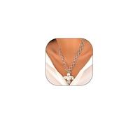GIGB PBDK Gold Thick Cross Necklace, Circle Metal Punk Chain Necklace, Adjustable Faith Bar, Cool Pendant Jewelry for Women, Large, Alloy Steel, No Gemstone