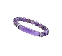 GIGB PBDK Good Luck Energy Chakra Stone Beaded Bracelet for Women,Simple Purple Quartz Natural Crystal Jewelry Accessories,Link Stretchable Bracelet Gifts, L, Alloy, no gemstone