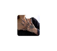 GIGB PBDK Goth Finger Claws Rings Bracelets for Women Darkness Vintage Black Vampire Claws Nail Bangles Exaggerated Claws Bracelets Cosplay Hand Accessories, L, Alloy, no gemstone