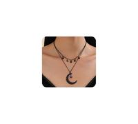 GIGB PBDK Gothic Layered Black Moon Pendant Necklace for Women Vintage Darkness Adjustable Large Crescent Choker Goth Celestial Necklace Costume Party Jewelry, L, Metal, No Gemstone