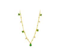 GIGB PBDK Green Choker Necklaces for Women,Sparkly Gold Teardrop Pendant Crystal Chain Collar Necklace,Charm Party Prom Jewerly Accessories Valentines Day Gifts, L, Alloy Steel, No Gemstone