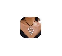 GIGB PBDK Large Hollow Heart Pendant Choker for Women,Boho Vintage Adjustable Love Velvet Rope Twine Necklace,Exaggerated Heart Suede Choker Y2K Charm Jewelry, L, Alloy Steel, No Gemstone