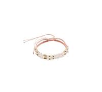 GIGB PBDK Morse Code Pink Woven Rope Bracelets,Exquisite Adjustable White Crystal Beaded Bracelets, Grateful Blessings Jewelry Gifts for Women（Friend