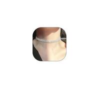 GIGB PBDK Sparkling Silver Crystal Choker Necklace for Women,Minimalist Black Zirconia Cluster Adjustable Chain Necklace,Trendy Geometric Statement Jewelry Gift, L, Alloy Steel, No Gemstone