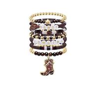 GIGB PBDK Western Cowgirl Friendship Bracelets Set for Women Boho Stackable Cute Hat Boots Beaded Stretch Bangles Surfer Heishi Bracelets Y2k Country Jewelry, L, Alloy, no gemstone