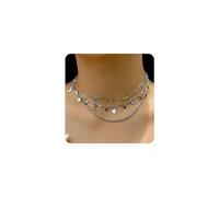 GIGB PBDK Women Moon Star Pendant Necklace Set Bohemian Fashion Stackable Colorful Crystal Collar Adjustable Necklace Jewelry Gift, Small, Zinc, No Gemstone