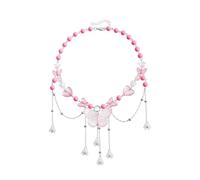 GIGB PBDK Y2k Butterfly Choker Necklace for Women Cute Heart Star Resin Bead Bluebell Flower Tassel Chain Pendant Necklace Colorful Dainty Jewelry Gifts, Resin, No Gemstone