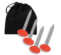 Gigco21 4 Pack Survey Stakes/Survey Markers with Orange Caps - Marks Property Permanently - Complete with Black Canvas Storage Bag