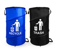 Gigco21 Popup Trash and Recycle Bin - Collapsible Trash Can and Recycling Container, Foldable Waste Bag with Cover for Party Camping Kitchen Garden Backyard Indoor Outdoor