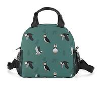 GIGEN Puffin Seabird Portable Insulated Lunch Bag Foldable Tote Lunchbox for Men Women Adult Outdoor Office Business Travel