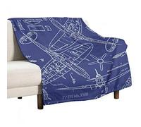 GIGEN Spitfire Concept Blueprints Blanket Cozy Soft Fluffy Outdoor Indoor Anti-Pilling Flannel Fleece Throw Blankets